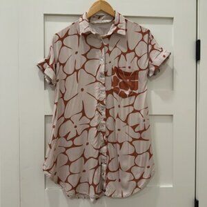 Citrine Short Sleeve Floral button down shirt